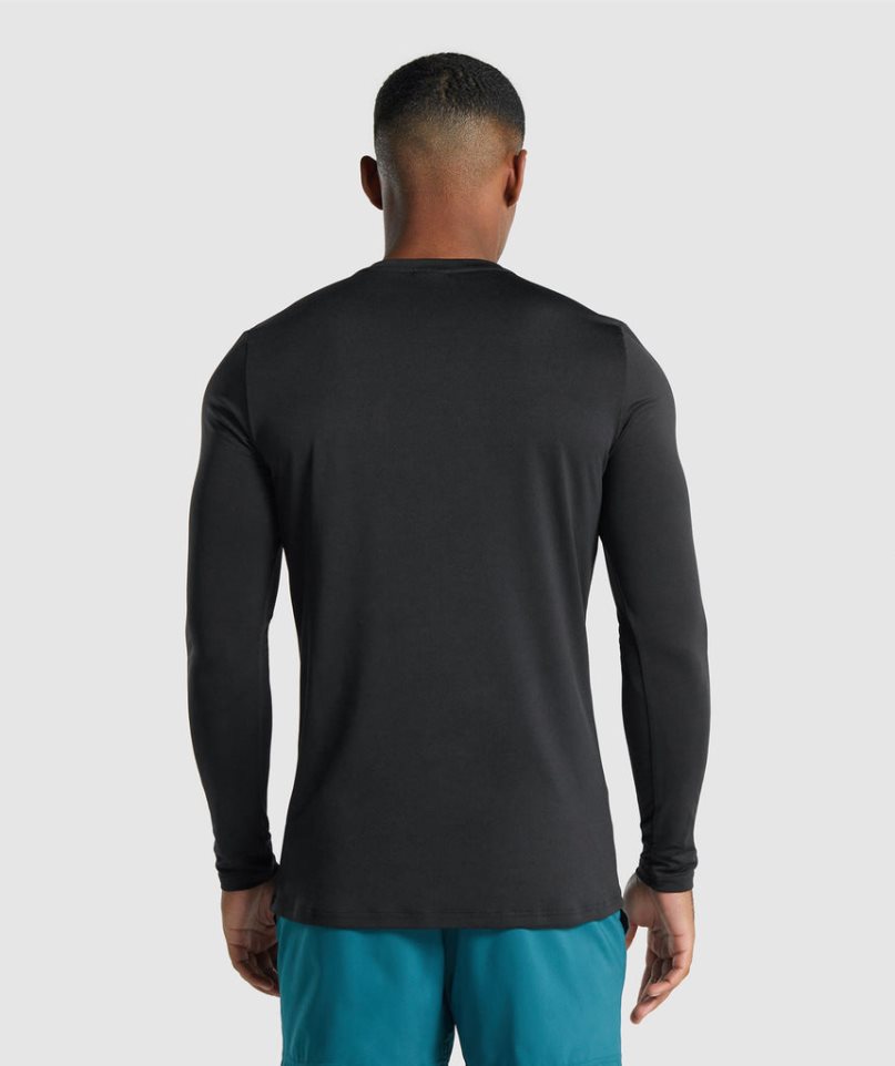 Men's Gymshark Arrival Long Sleeve Graphic T-Shirts Black | CA 107DN8